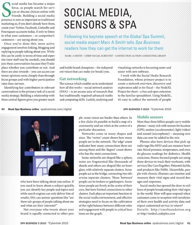 Tool Sunsetting: Risk of No-Code 2010 - 09 - 07 - Spa Business Article - Marc Smith on Social Media
