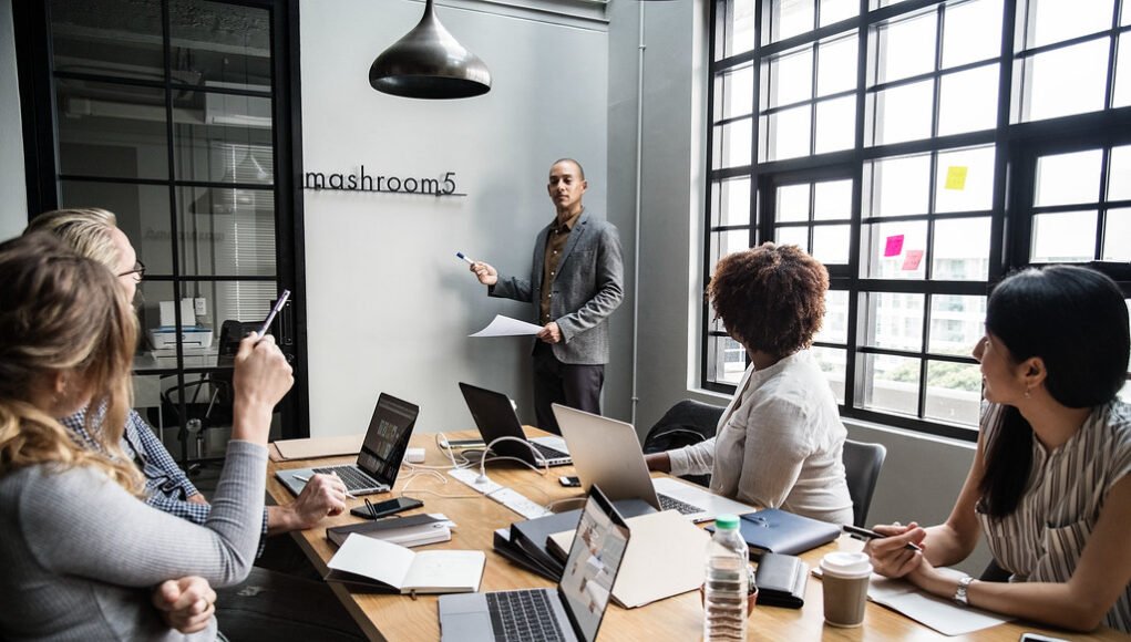 Group of diverse people having a business meeting